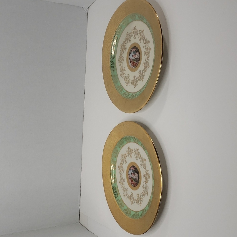 2 Le Mieux China 24 karat hand decorated 9" plates